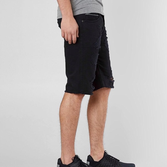 $132 Cult of Individuality Black shorts denim distressed ripped 30 jeans Rebel - Picture 2 of 9